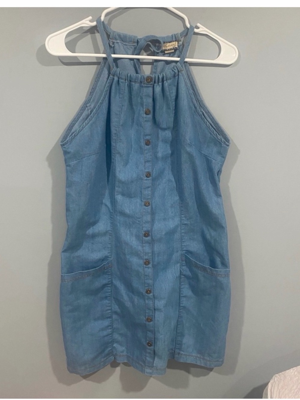 Paper Crane Button Front Denim Dress